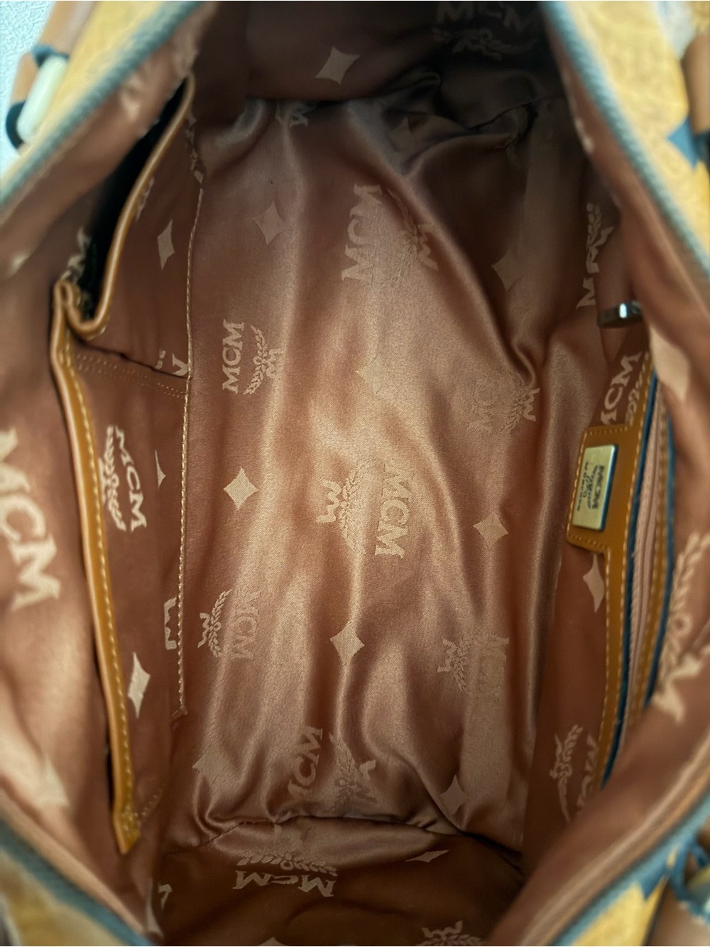 MCM Cognac Visetos Barrel Satchel with Gold Hardware - Picture 6 of 6